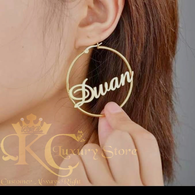 KC Customized Custom Round Shape Earring With Your Name