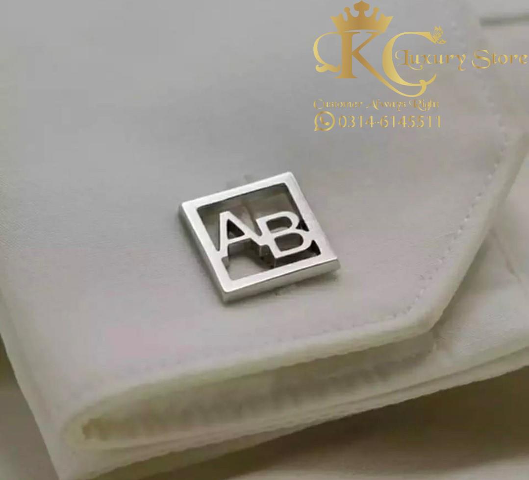 KC Customized Two Alphabet Cufflinks With Box Shape