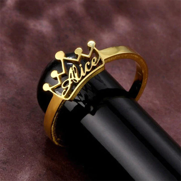 Customized Adjustable Crown Name Ring